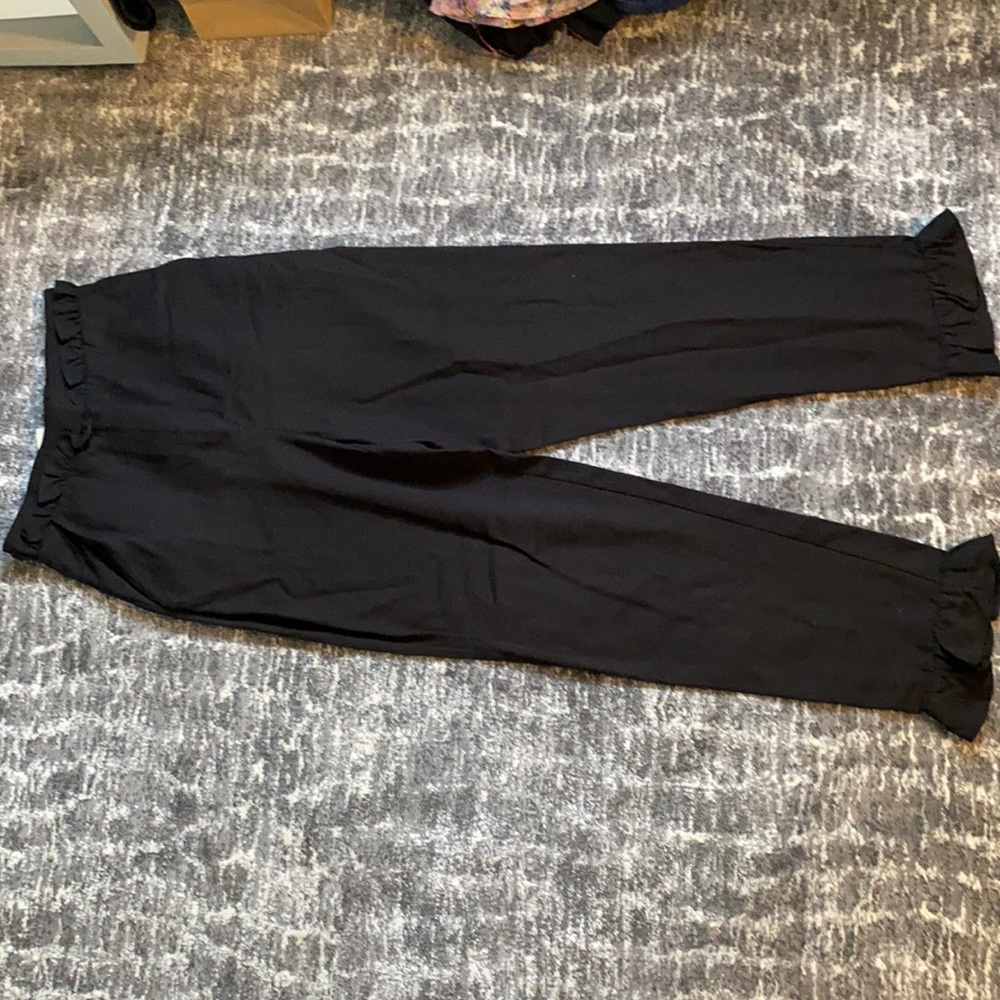 H&M ruffle hem and waist black pants size 2